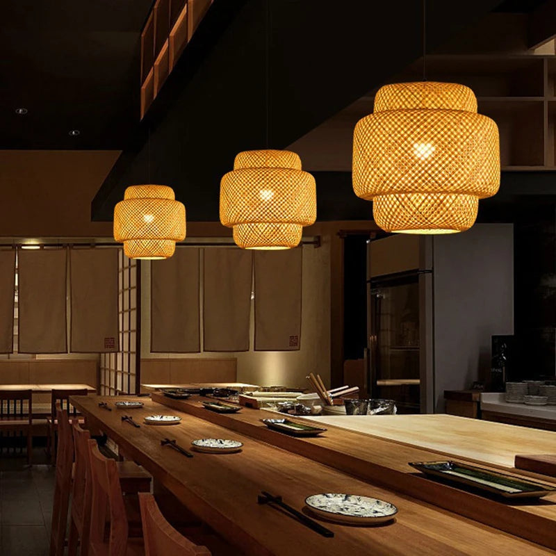 Molden Bamboo Lantern Pendant Lamp Natural Rattan E27 LED