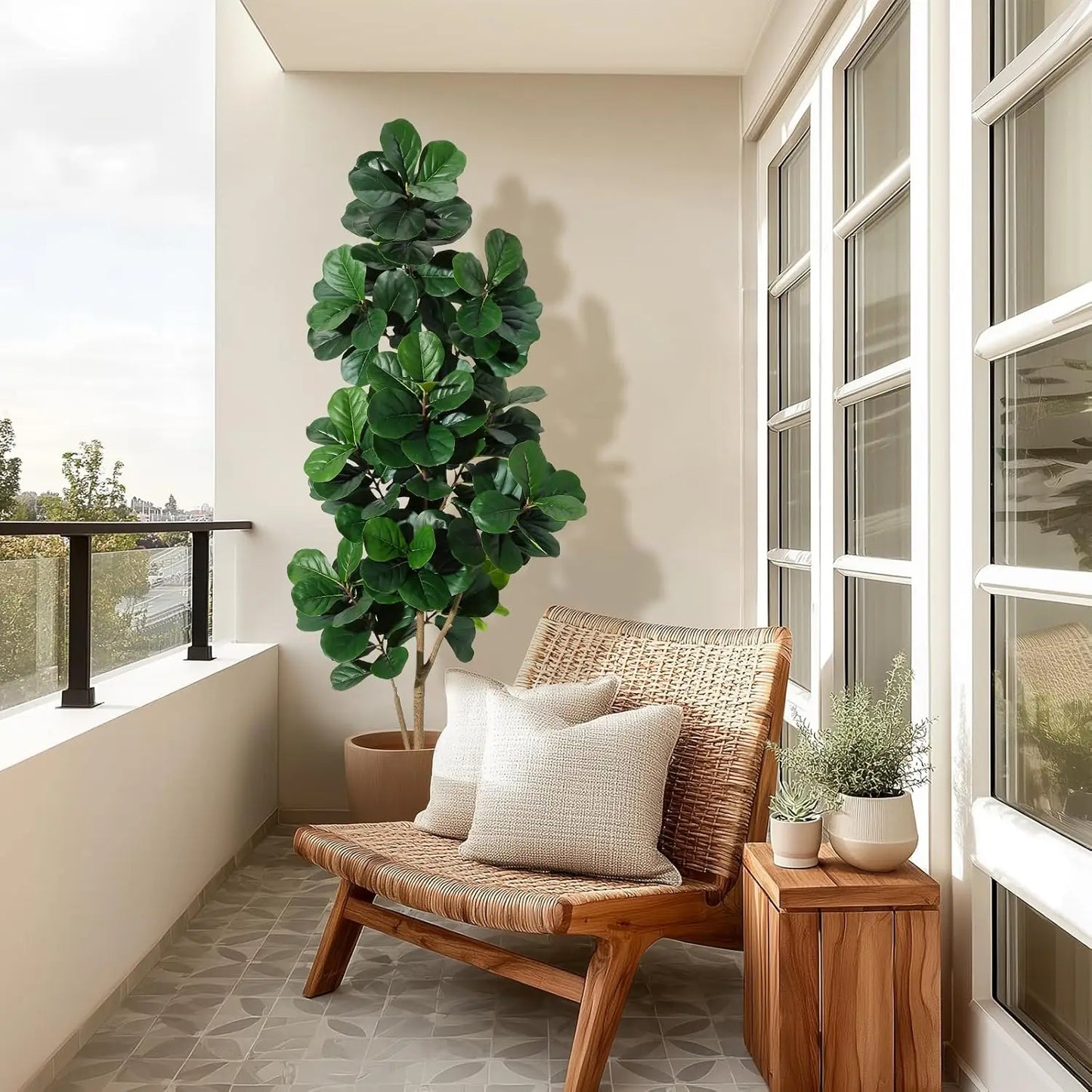 HiMISS Fiddle Leaf Fig Tree Artificial Lifelike In Planter