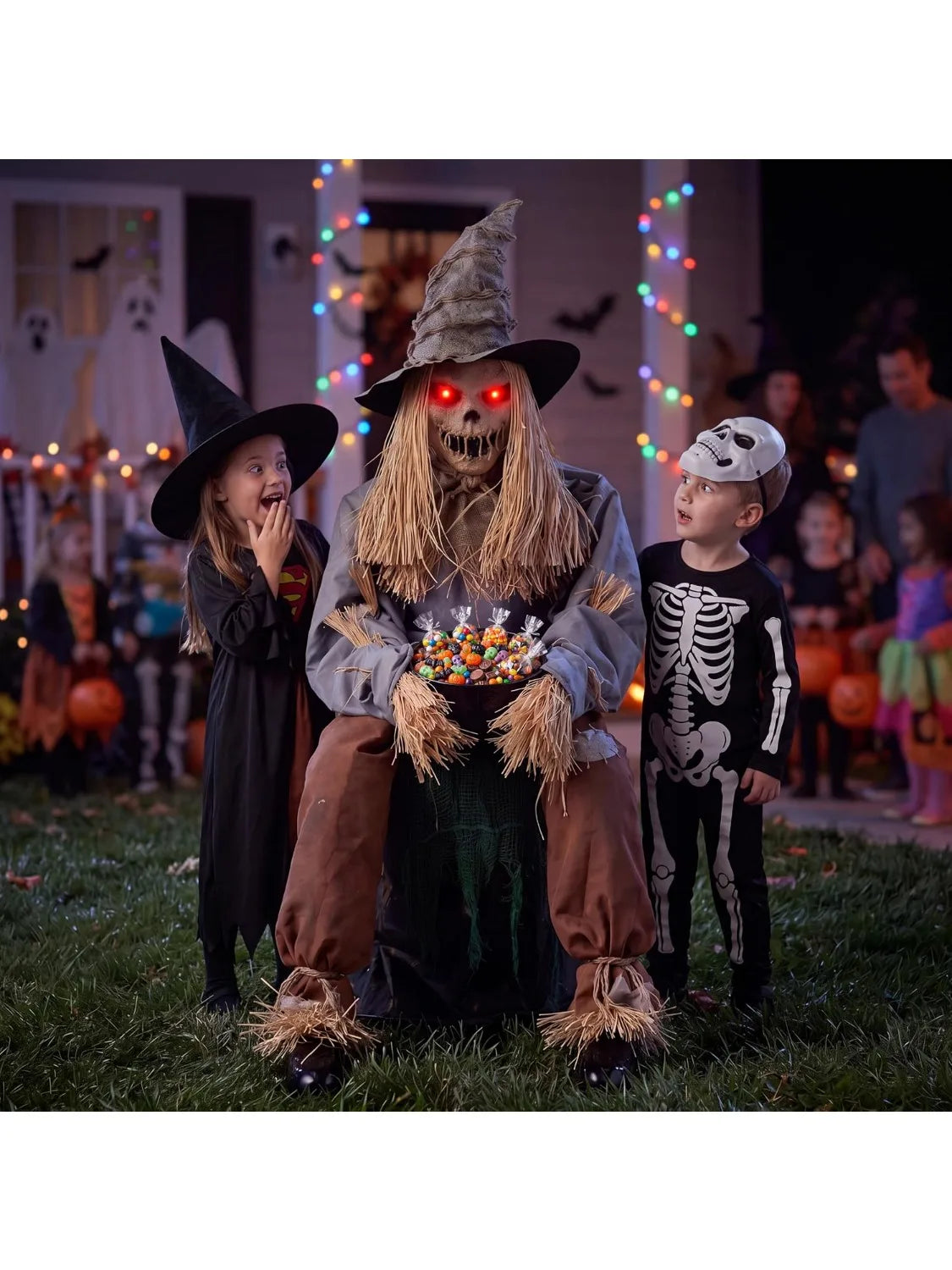 Joyfy Animatronic Scarecrow Featuring Sound And Led Eyes For Halloween