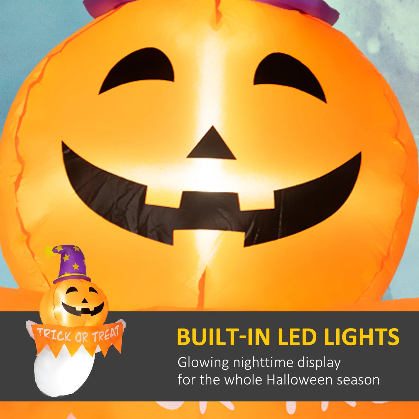 Halloween Inflatable Window Ghost Decoration With Led Lights