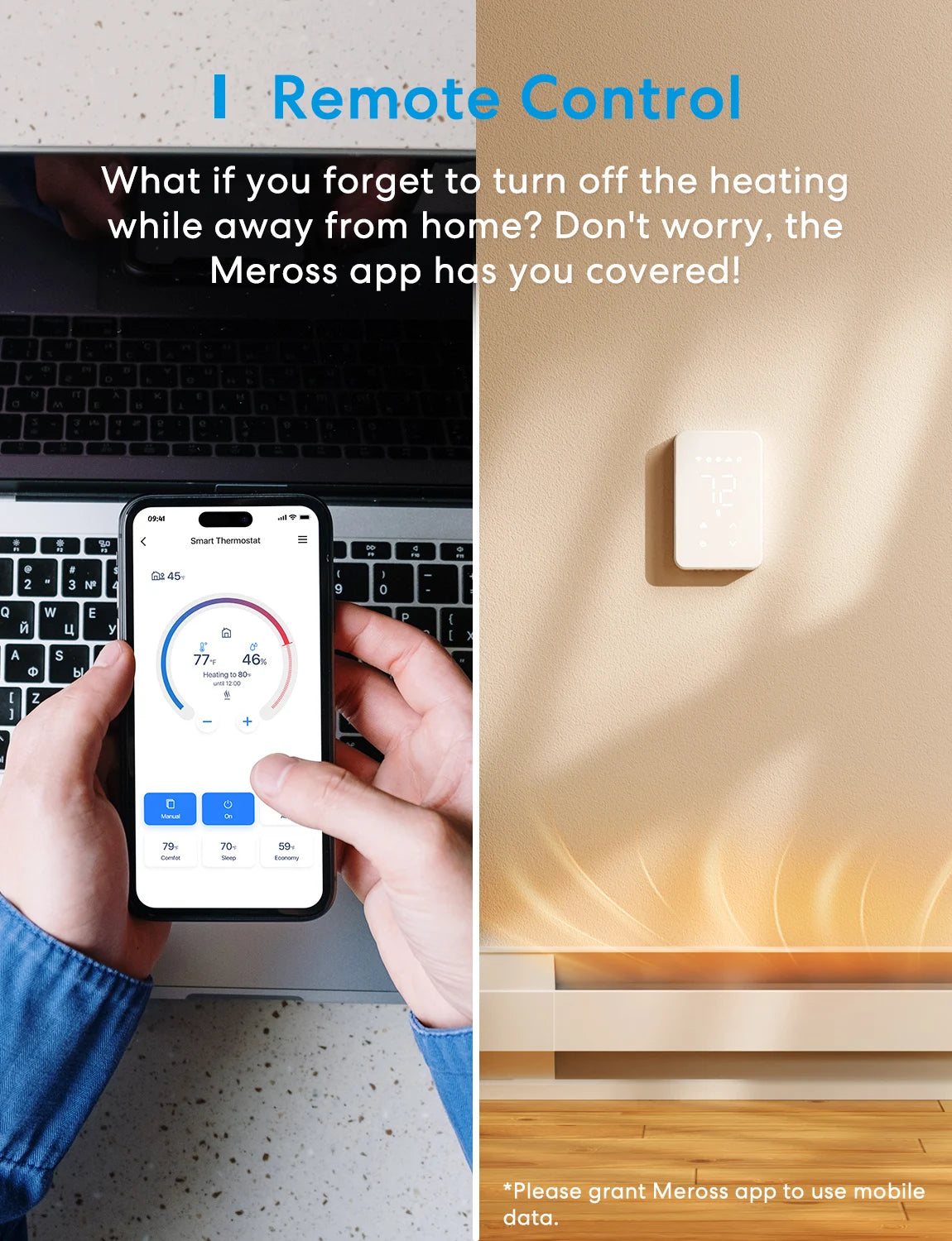 Meross MTS215 Smart Matter Thermostat For Electric Baseboard Heaters