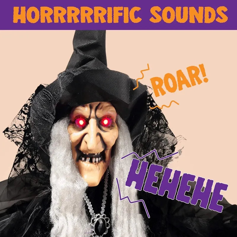 Animated Witch Halloween Decoration With Sound Activated Led Lights