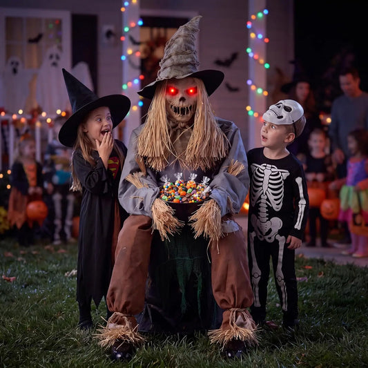 Joyfy Animatronic Scarecrow Featuring Sound And Led Eyes For Halloween