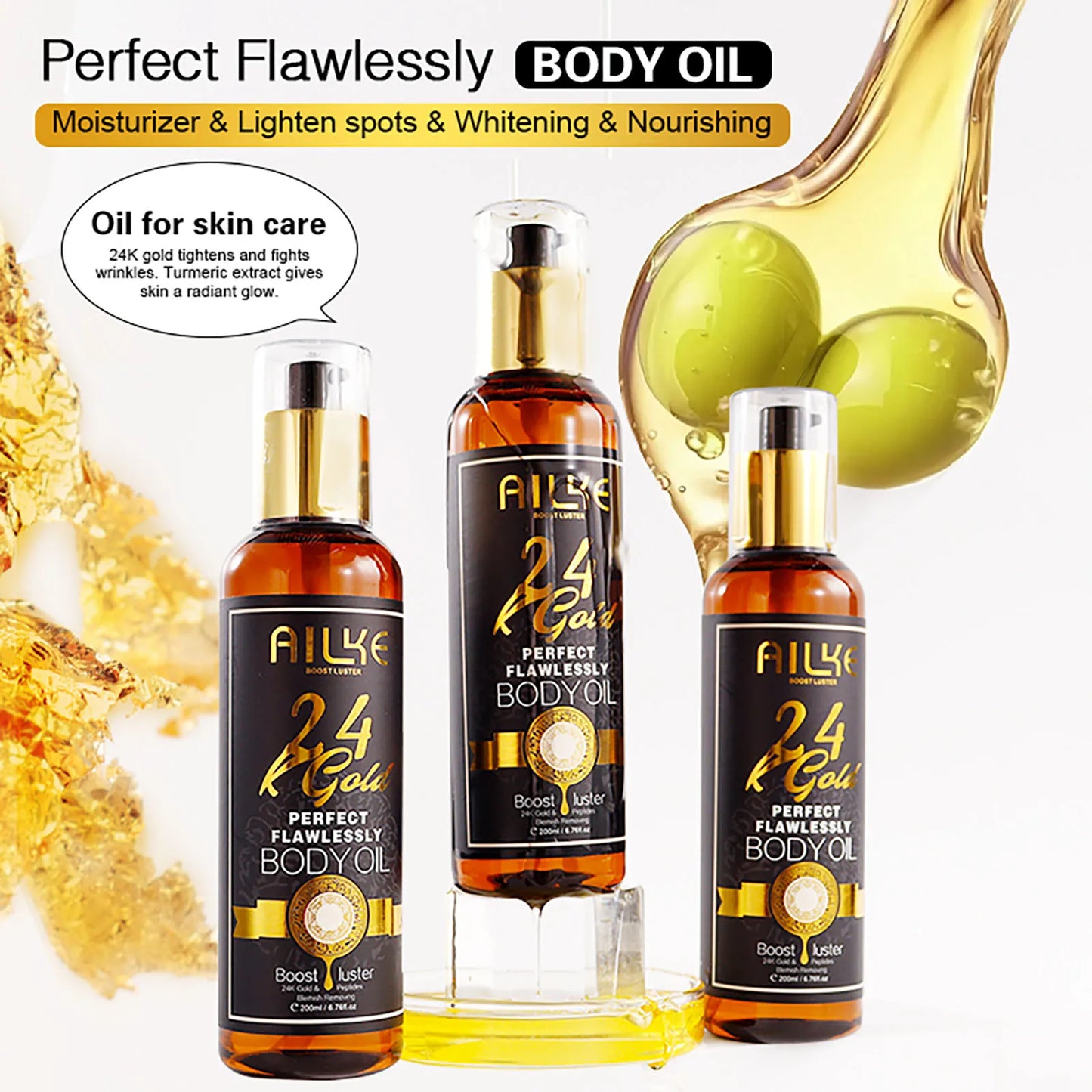 AILKE 24K Gold Collagen Cream Whitening Facial Anti Aging Set