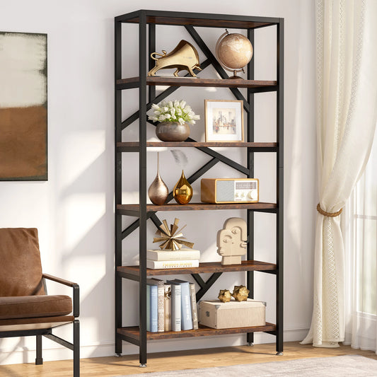 Tribesigns Industrial Bookshelf Tall 5 Tier Open Shelves Bookcase