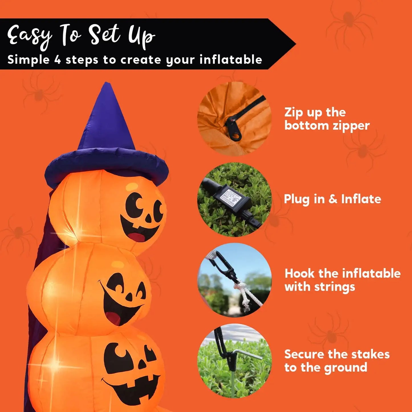 Joyfy Halloween Inflatable Stacked Pumpkins With LED Outdoor Decor