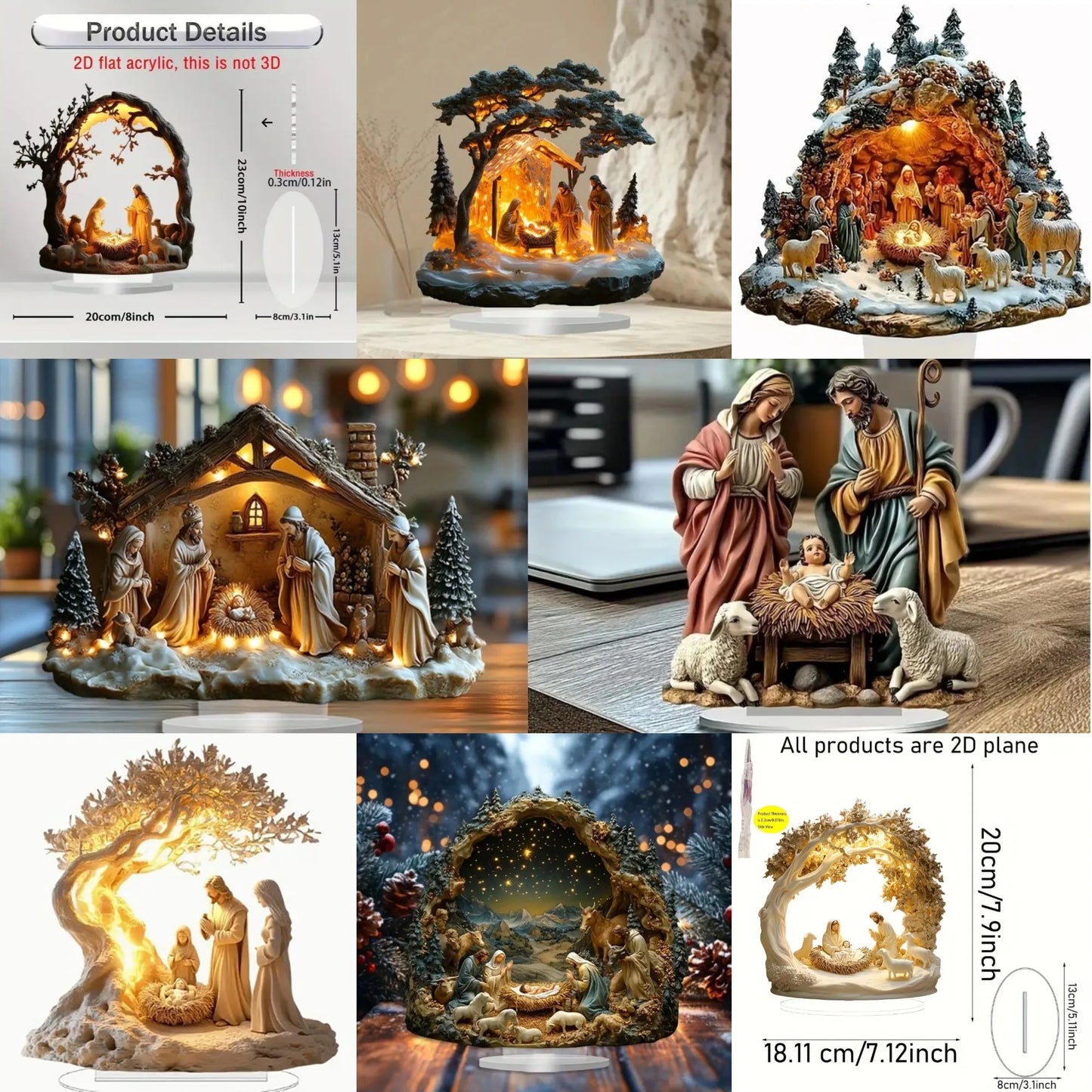 Acrylic Nativity Scene 2D Flat Jesus Figurine For Home Office