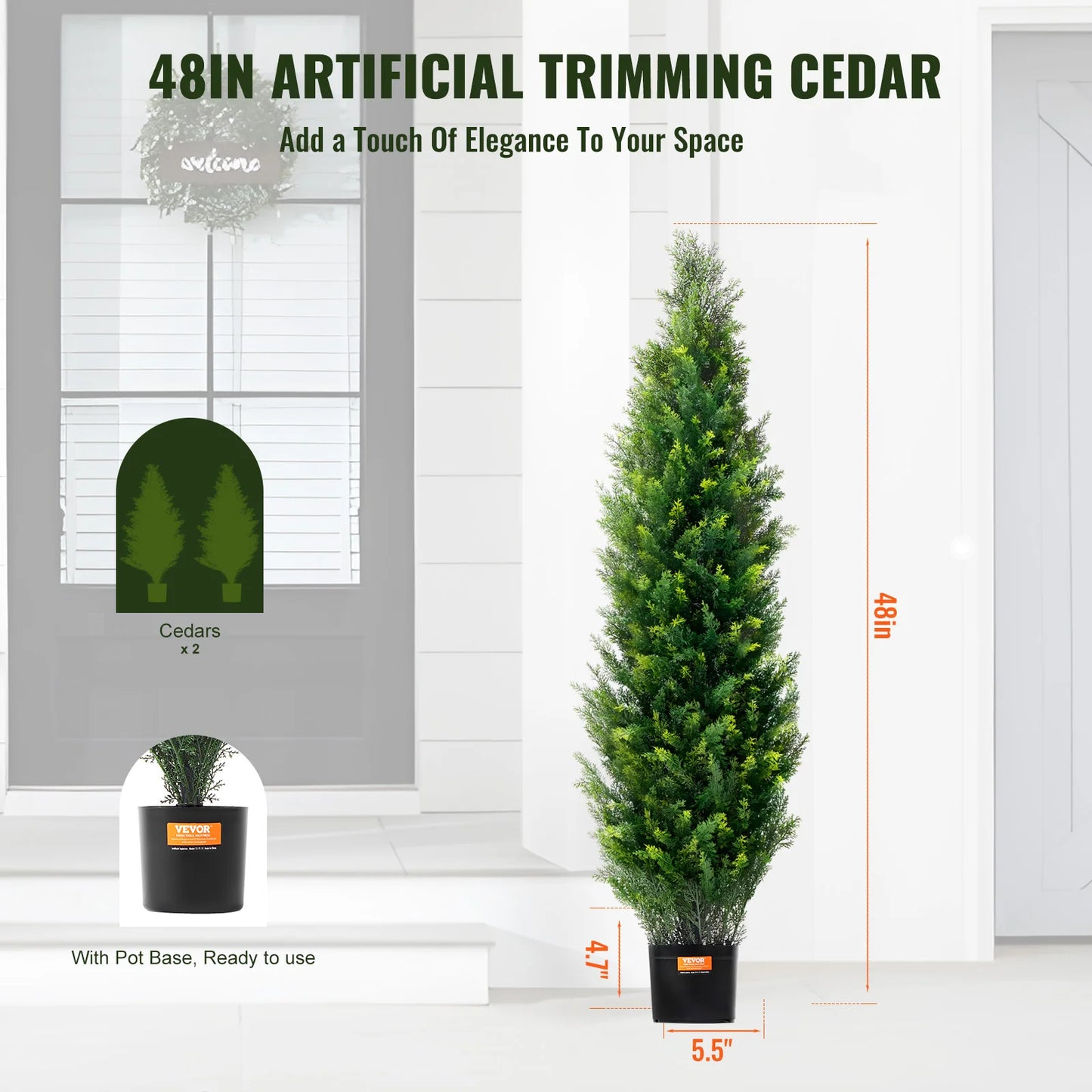 SucceBuy Artificial Cedar Topiary Tree for Indoor Outdoor Decor