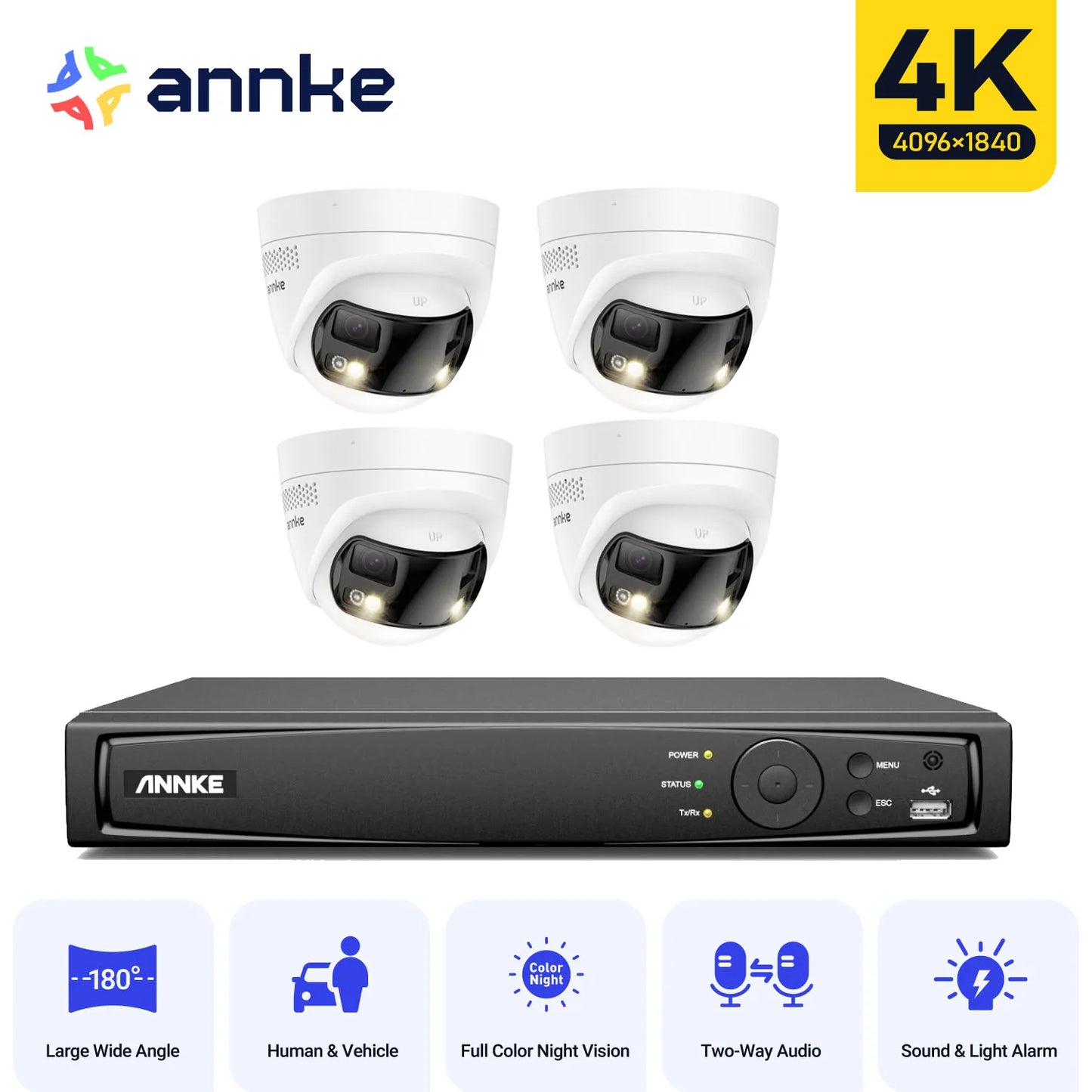ANNKE 4K Security Camera System With 180 Degree Panoramic Lens