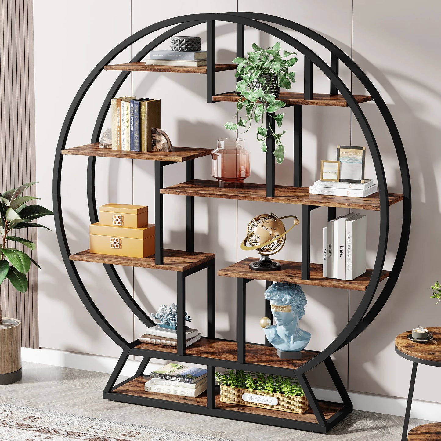 Tribesigns Etagere Bookcase Five Tier Iron Frame Shelves