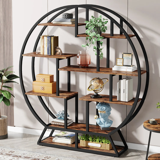 Tribesigns Etagere Bookcase Five Tier Iron Frame Shelves
