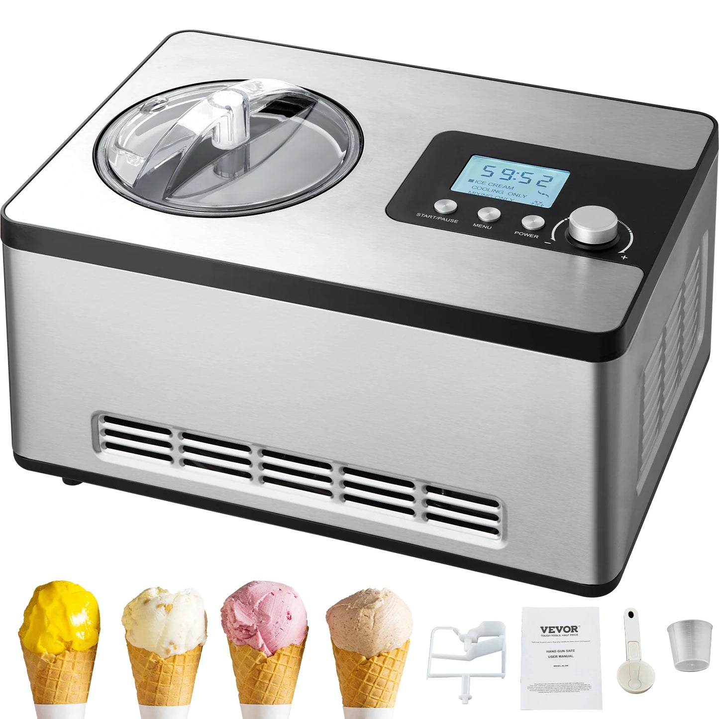SucceBuy Automatic Ice Cream Maker With Built-In Compressor