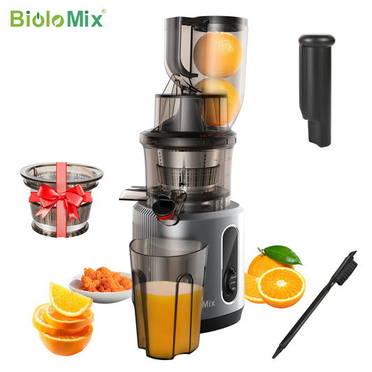 Biolomix Cold Press Juicer 75mm Feed Chute 200W Slow Masticating
