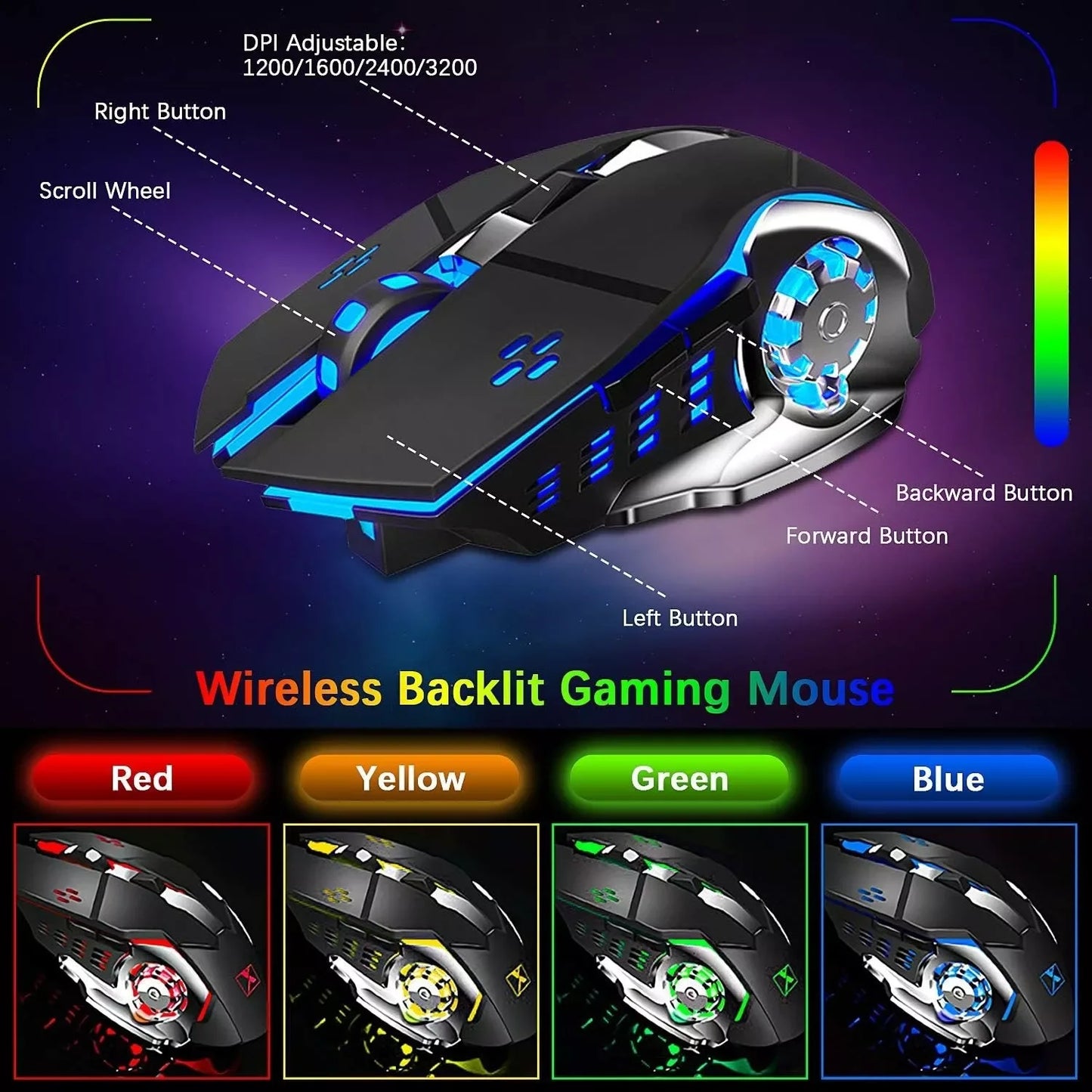 Ziyoulang Wireless Gaming Keyboard And Mouse Set Backlit