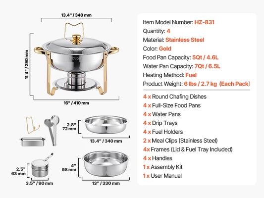 SucceBuy Stainless Steel Chafing Dish Buffet Set Catering Warmer