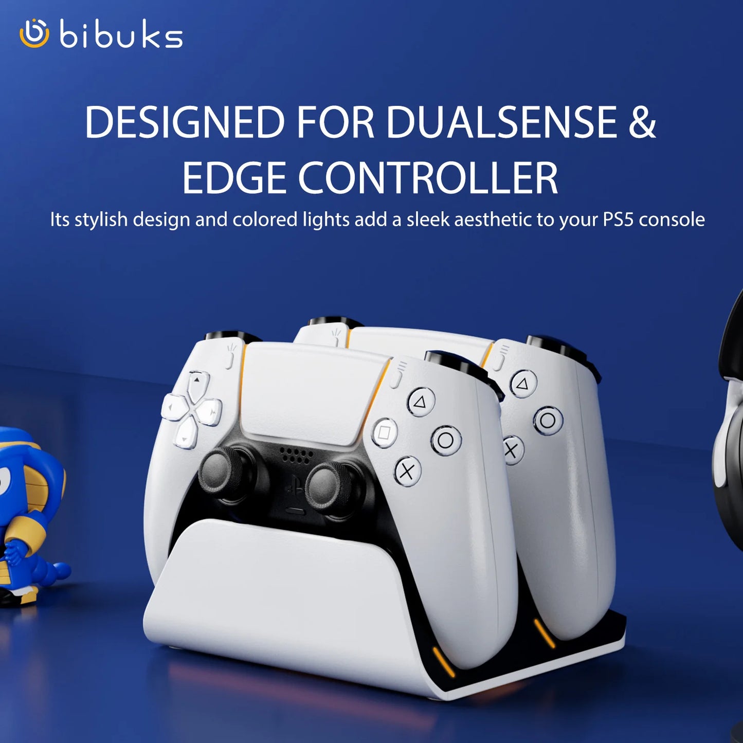 bibuks Dual Fast Charging Dock for PS5 Wireless Controllers
