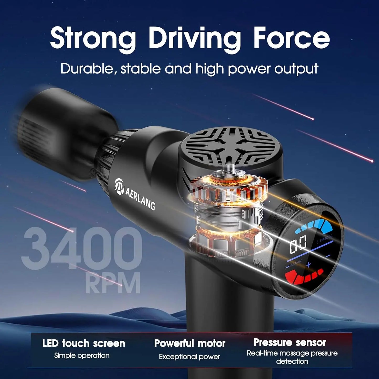LINGTENG Massage Gun With Hot Cold Functions And 7 Heads
