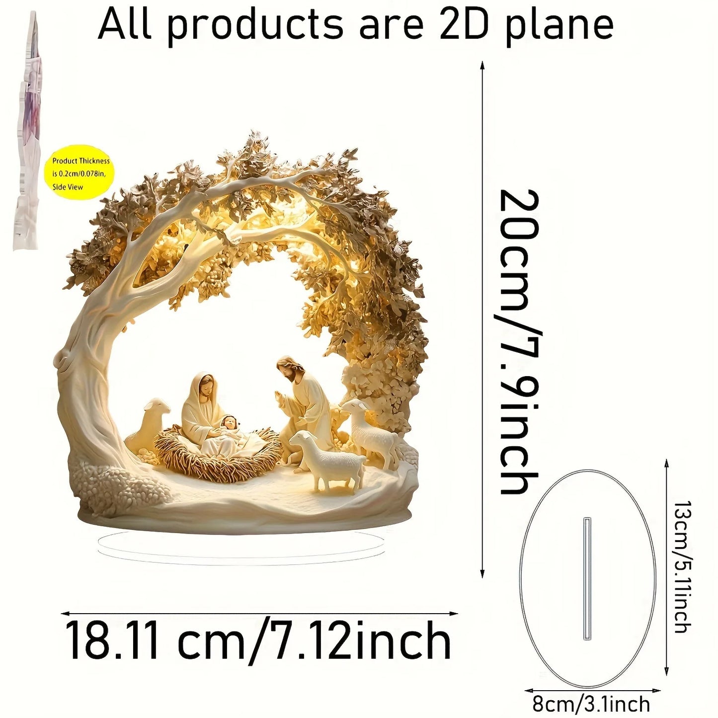 Acrylic Nativity Scene 2D Flat Jesus Figurine For Home Office