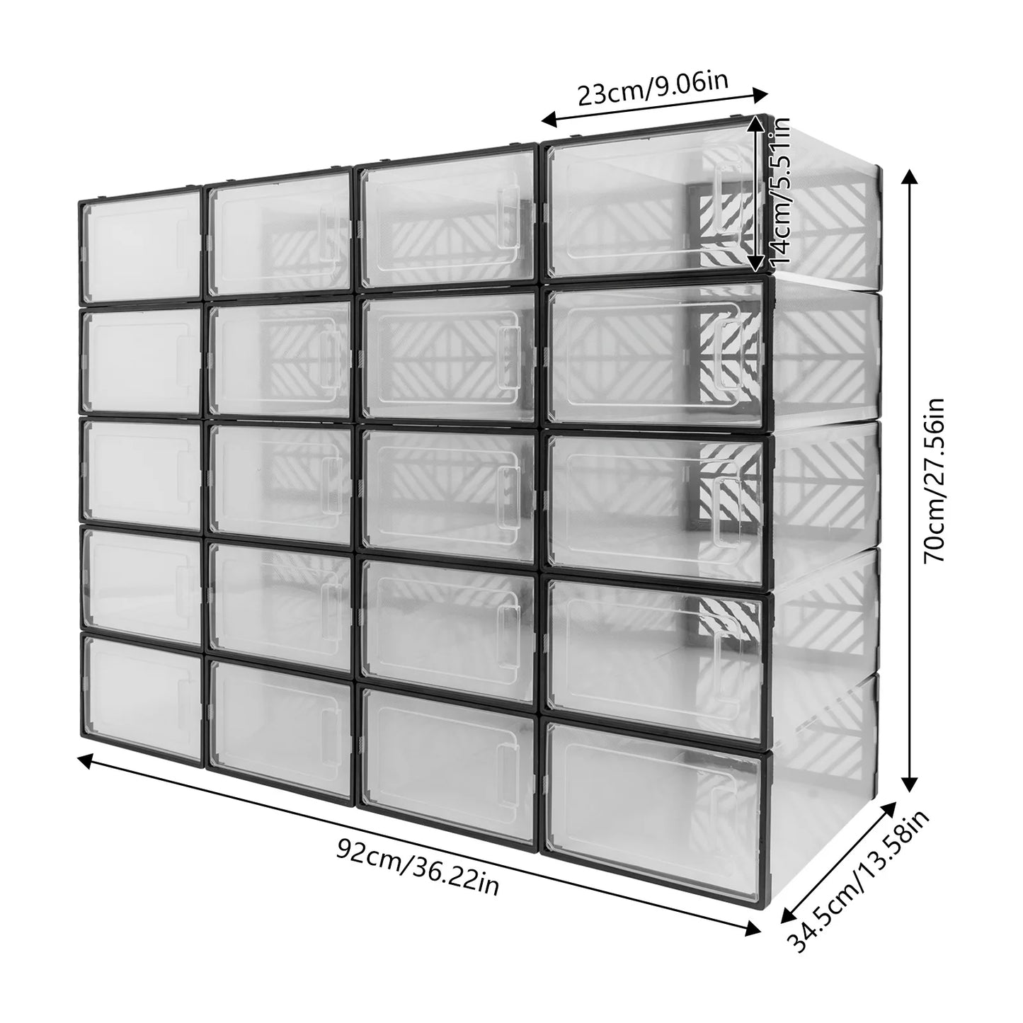 Shoe Storage Box Set, Transparent PP, Moisture Dust Proof Organizer