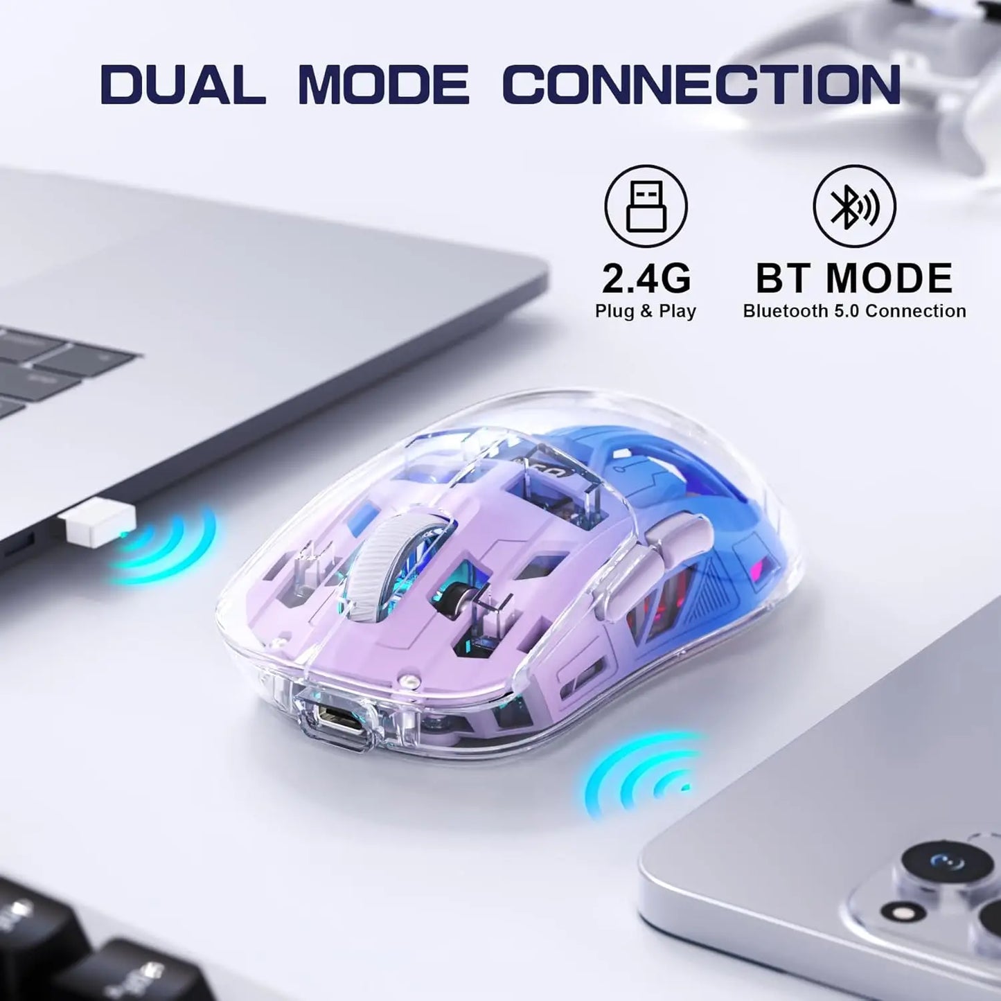 Attack Shark A2 Wireless Gaming Mouse BT5.0 2.4G PixArt 3212