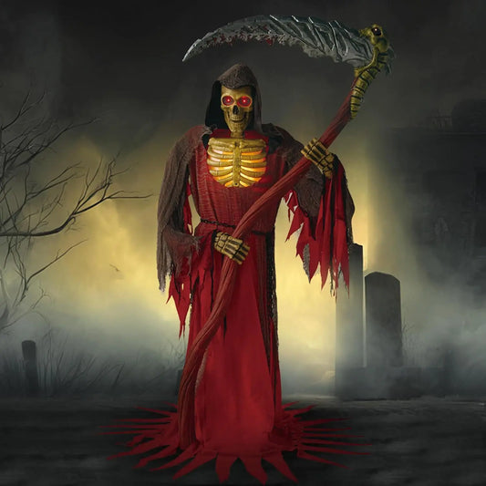 Animated Grim Reaper Halloween Decor With Motion Sensor And Scythe