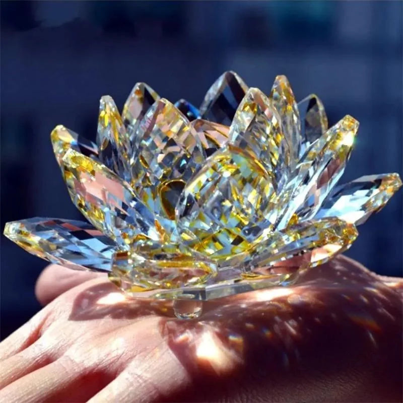 Crystal Lotus Paperweight Figurine For Home Decoration And Gifts