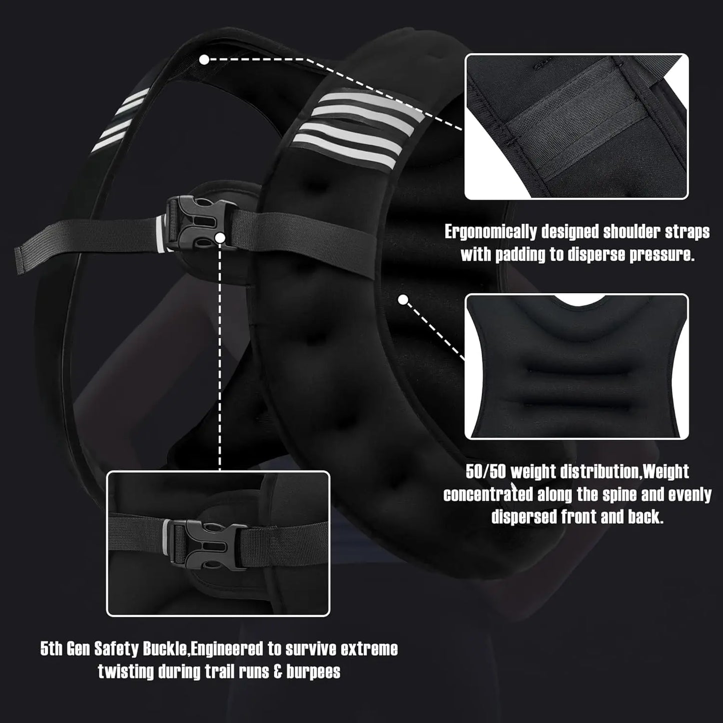 Weight Vest With Reflective Stripe For Workout And Training