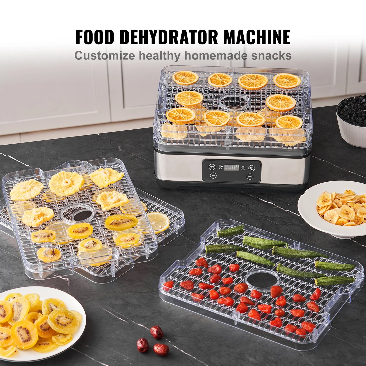 VEVOR Stainless Steel Food Dehydrator 300W with Digital Timer