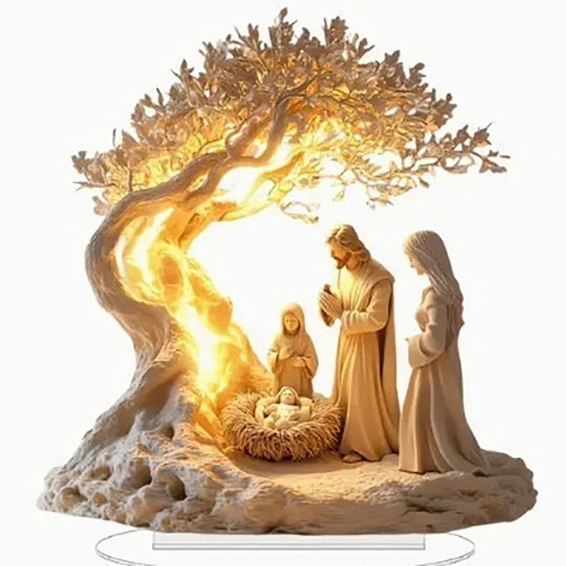 Acrylic Nativity Scene 2D Flat Jesus Figurine For Home Office
