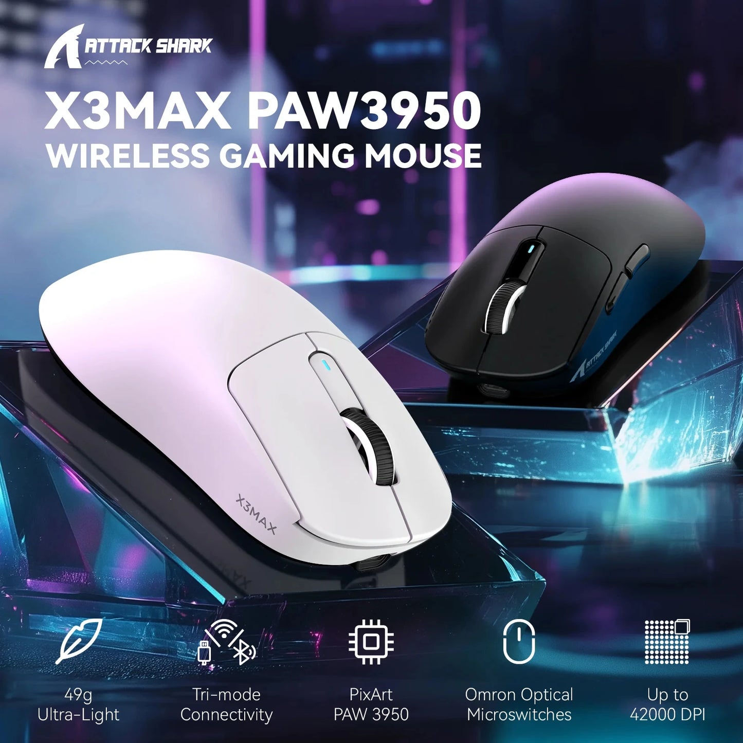 Attack Shark X3MAX Wireless Gaming Mouse With PAW3950 Sensor