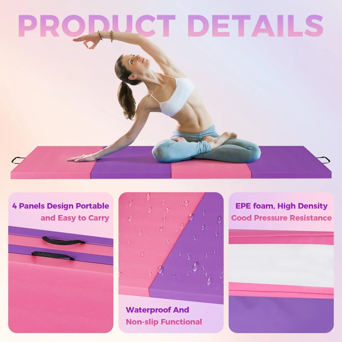 HiMISS Gymnastics Mat Fourfold And Fivefold Tumbling Mats Foam Core