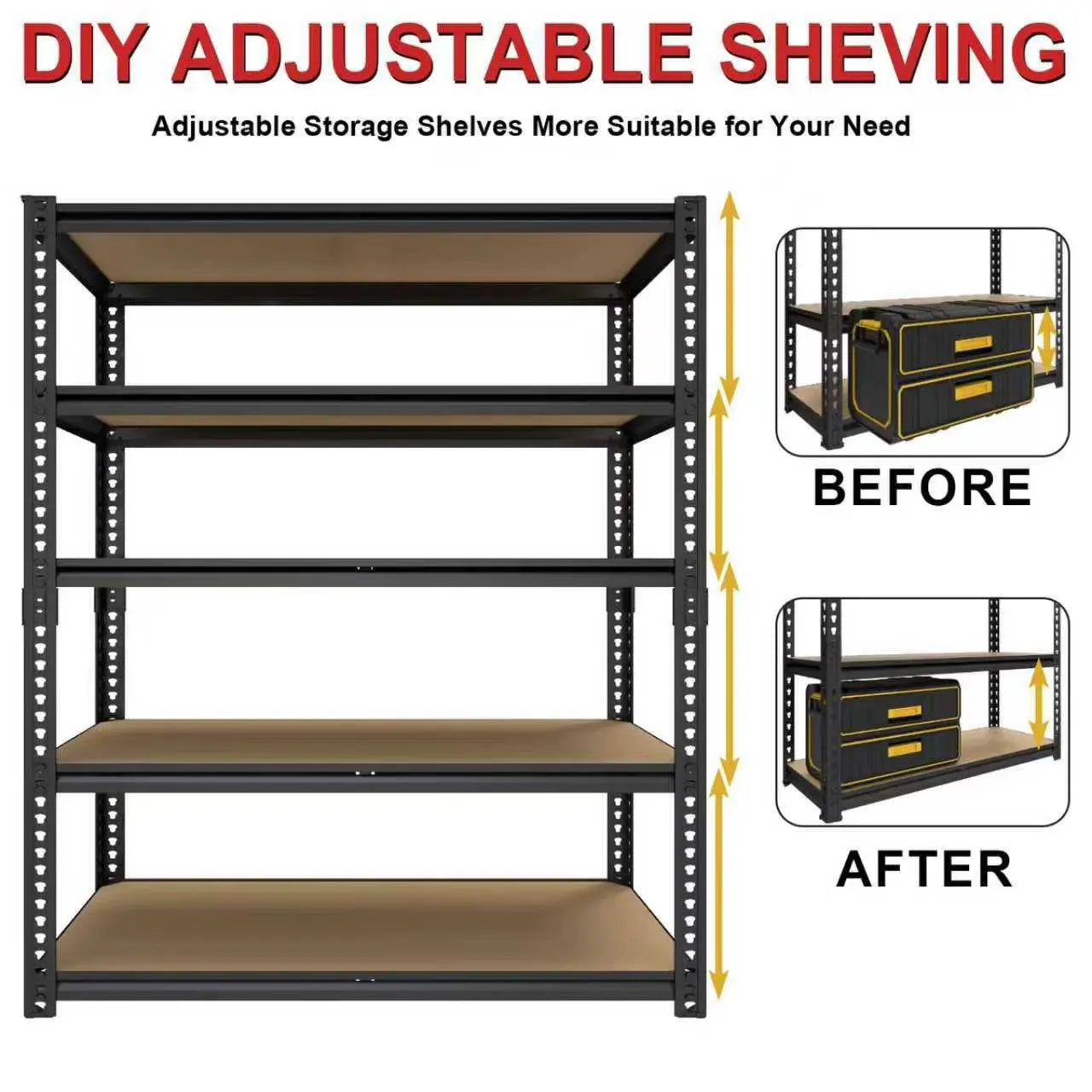 Sturdy Metal Storage Rack System Extra Wide Garage Shelving Adjustable