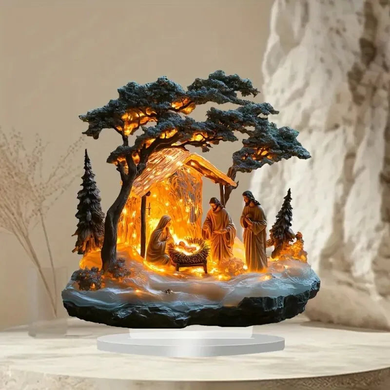 Acrylic Nativity Scene 2D Flat Jesus Figurine For Home Office