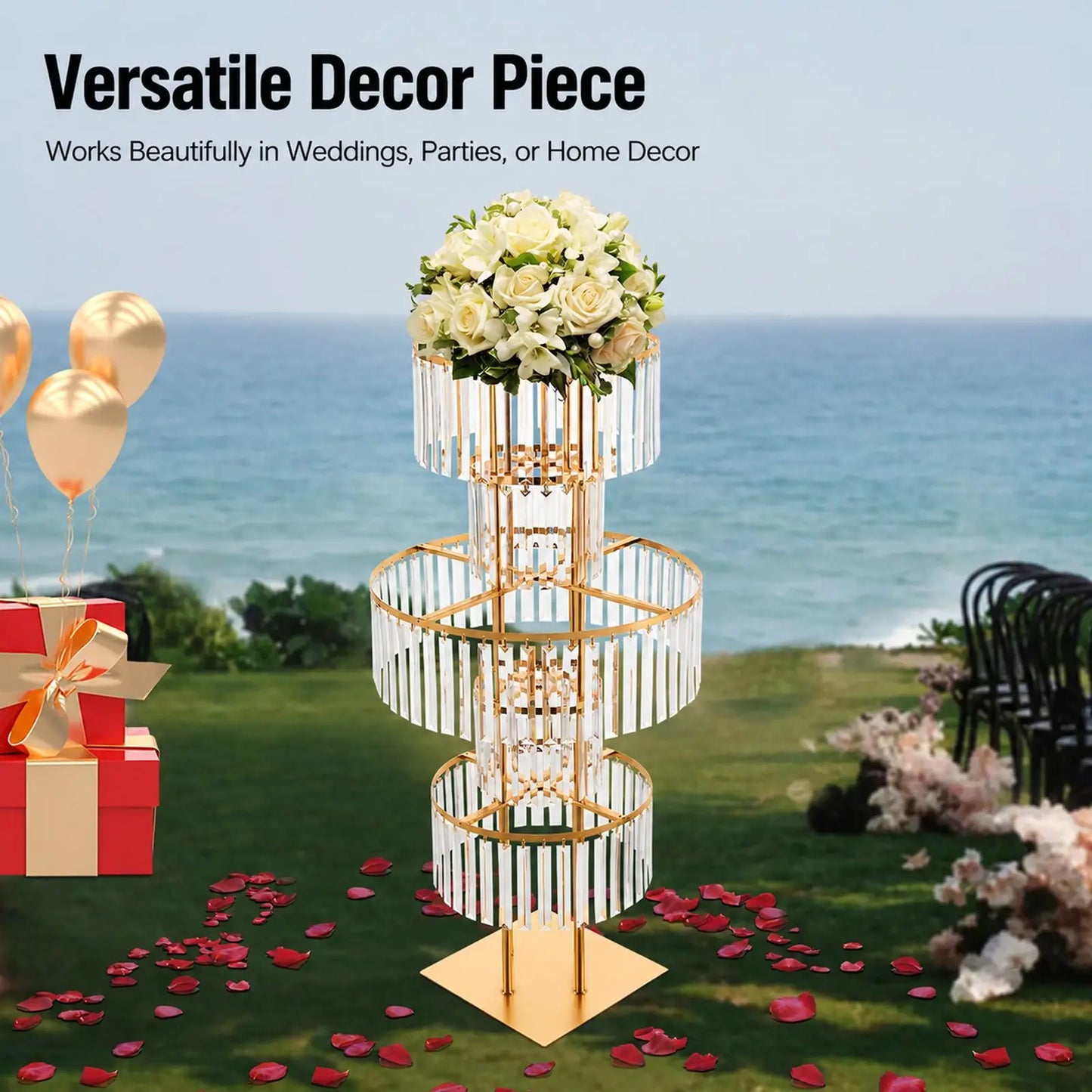 5 Tier Wedding Centerpiece Stand Acrylic Flower Vase With Hanging