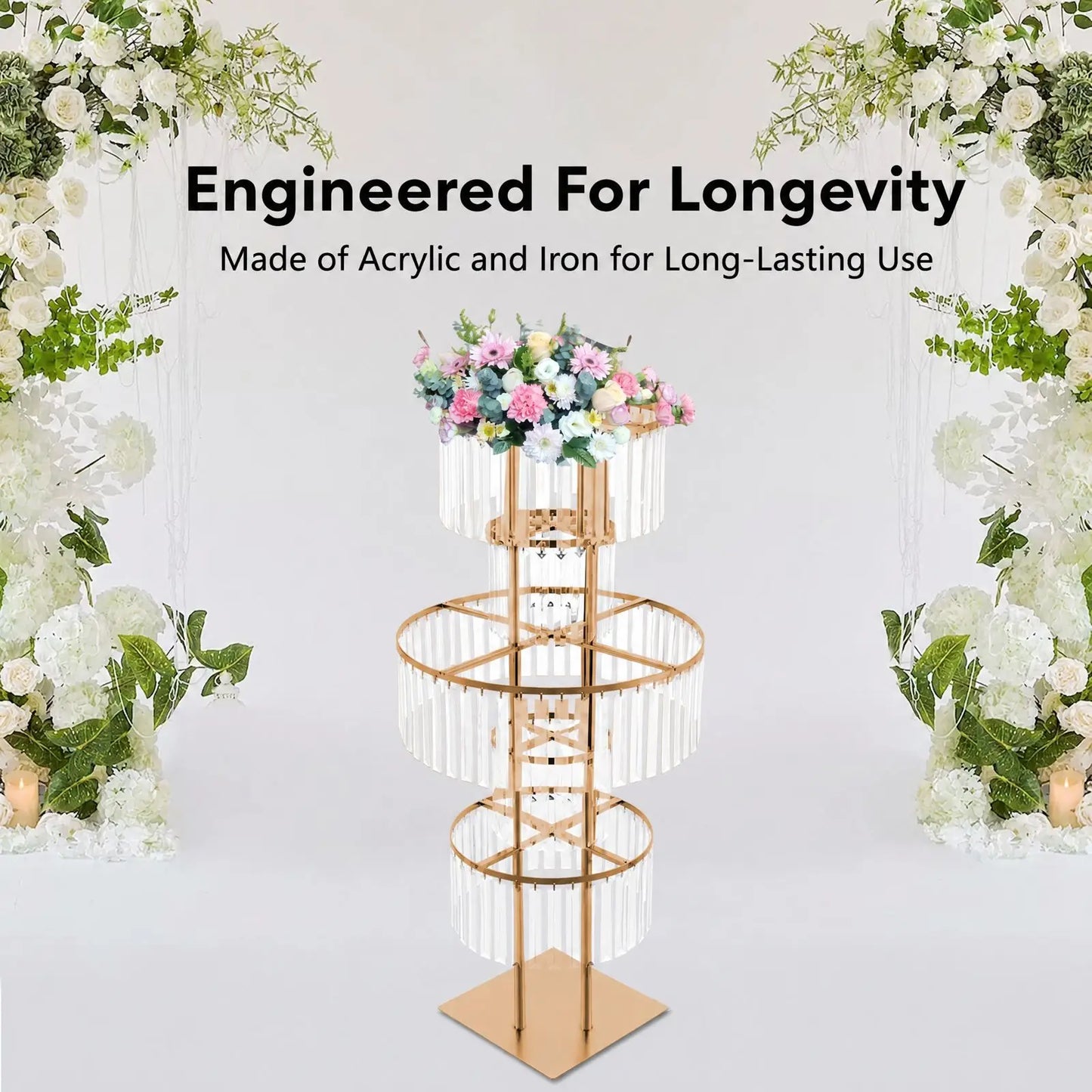 5 Tier Wedding Centerpiece Stand Acrylic Flower Vase With Hanging