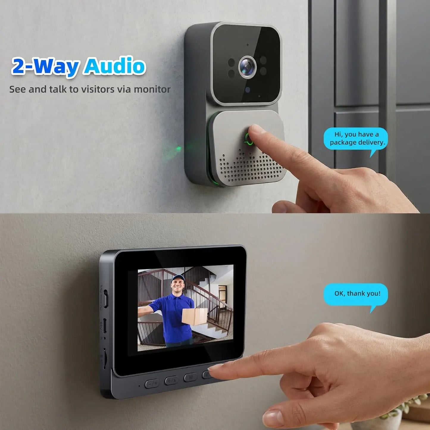 XBIBI WiFi Video Doorbell With 720P HD Camera And Two Way Intercom