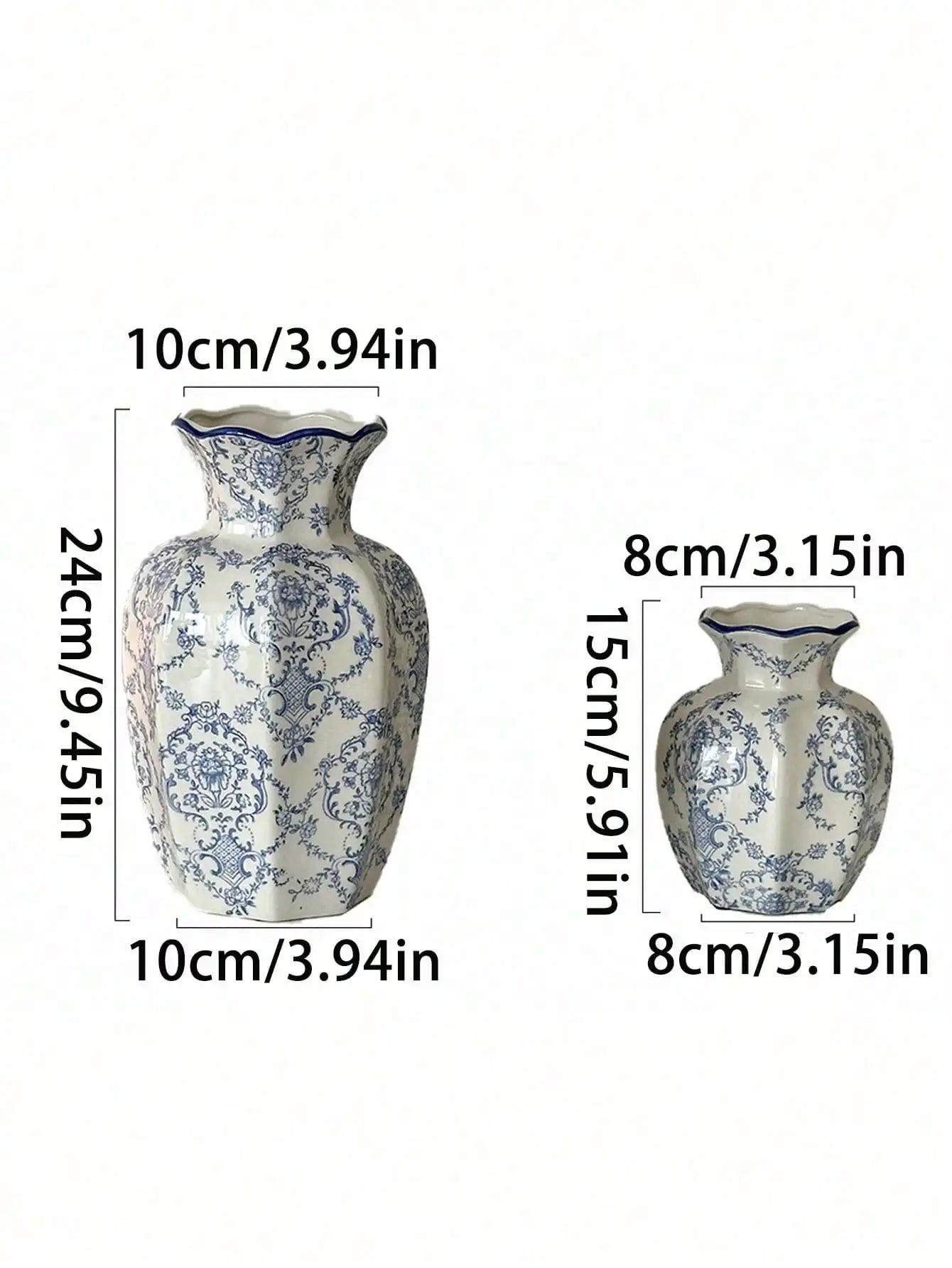 Blue And White Porcelain Vase Chinese Retro Floral Decor
