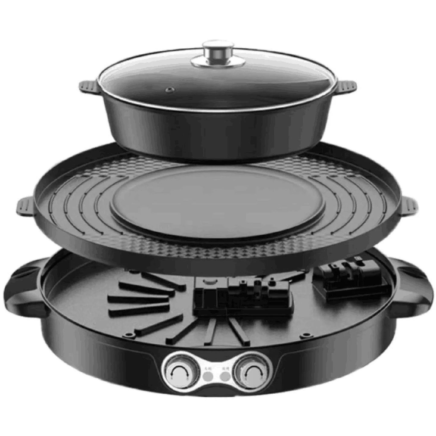 Electric 2-In-1 Grill And Hot Pot Appliance 110V US Plug