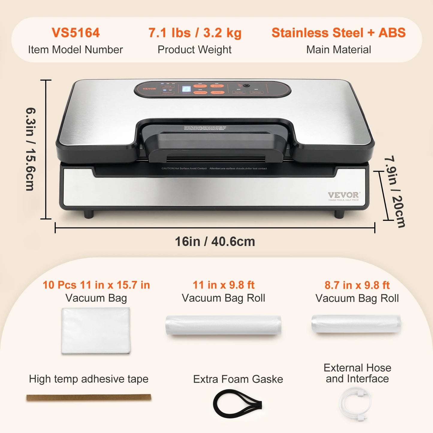 SucceBuy 90KPa 130W Vacuum Sealer With Free Vacuum Bags