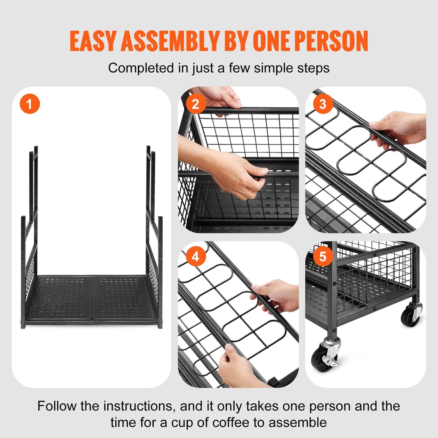 SucceBuy Garden Tool Organizer Rack With Hooks Wheels Garage Storage