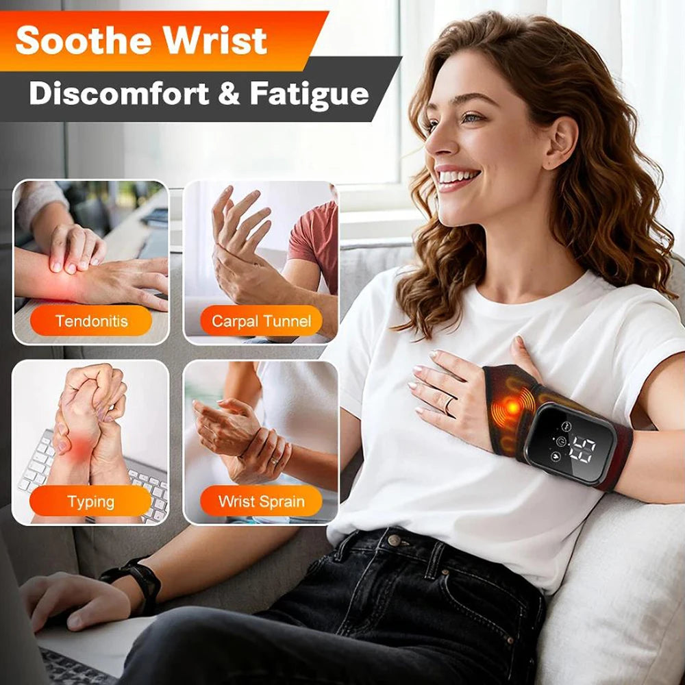 Wireless Electric Wrist Massager With Vibration And Heat Therapy