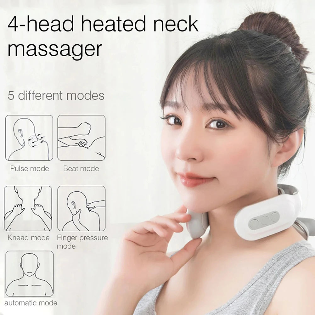 Portable Four Heads Back Massager USB Rechargeable Instrument