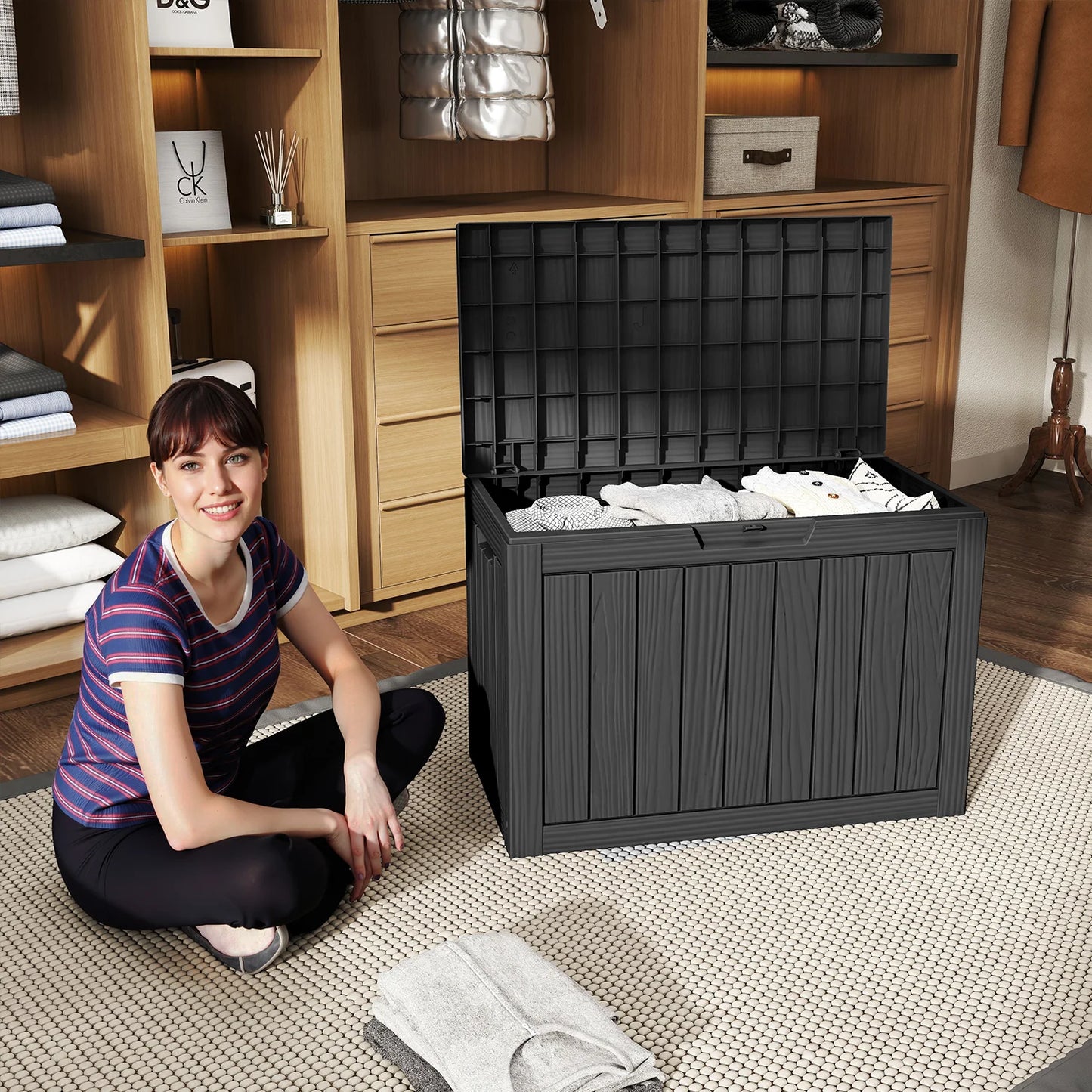 Lockable Outdoor Resin Deck Storage Box For Patio Use