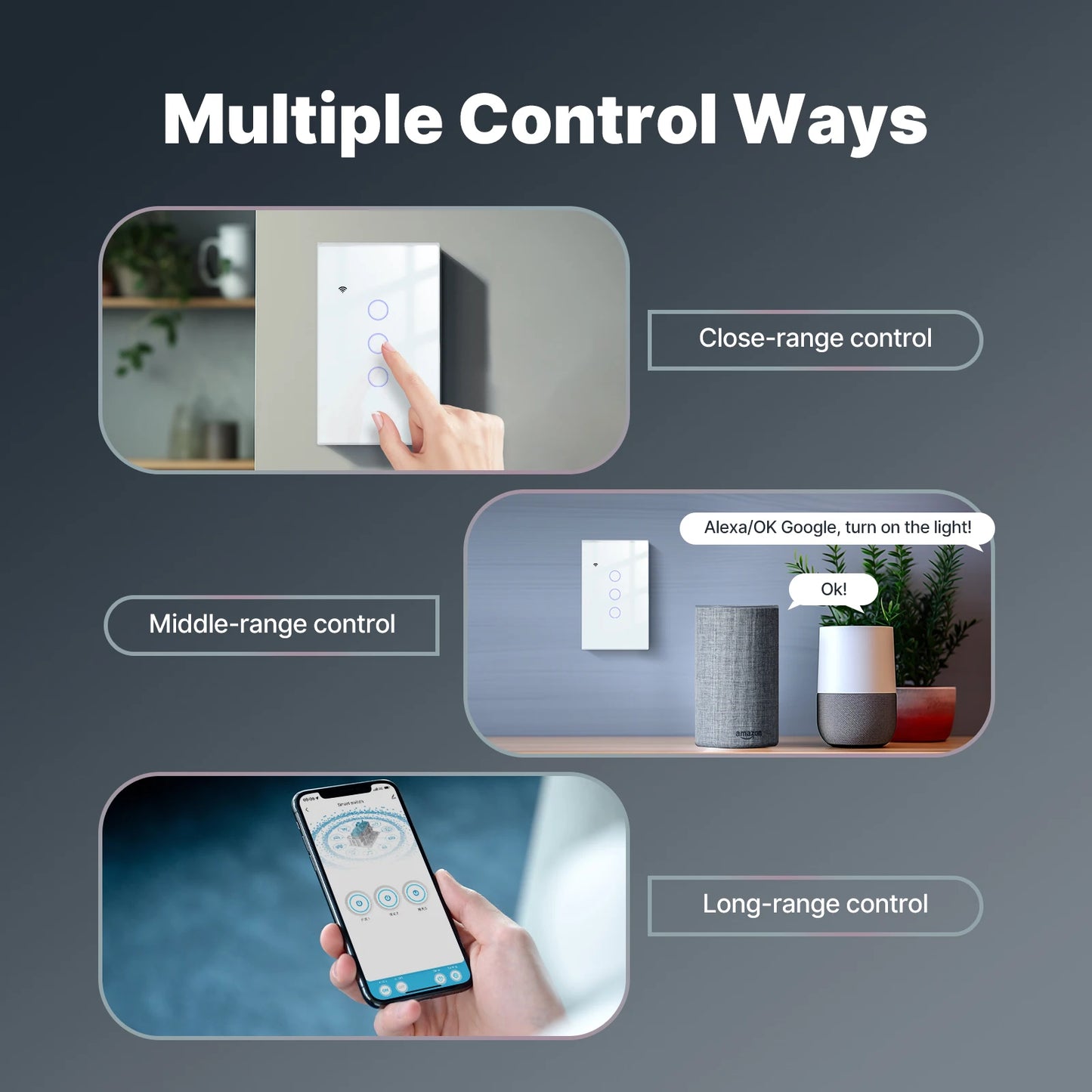MOES Tuya WiFi Glass Touch Smart Light Switch With Alexa