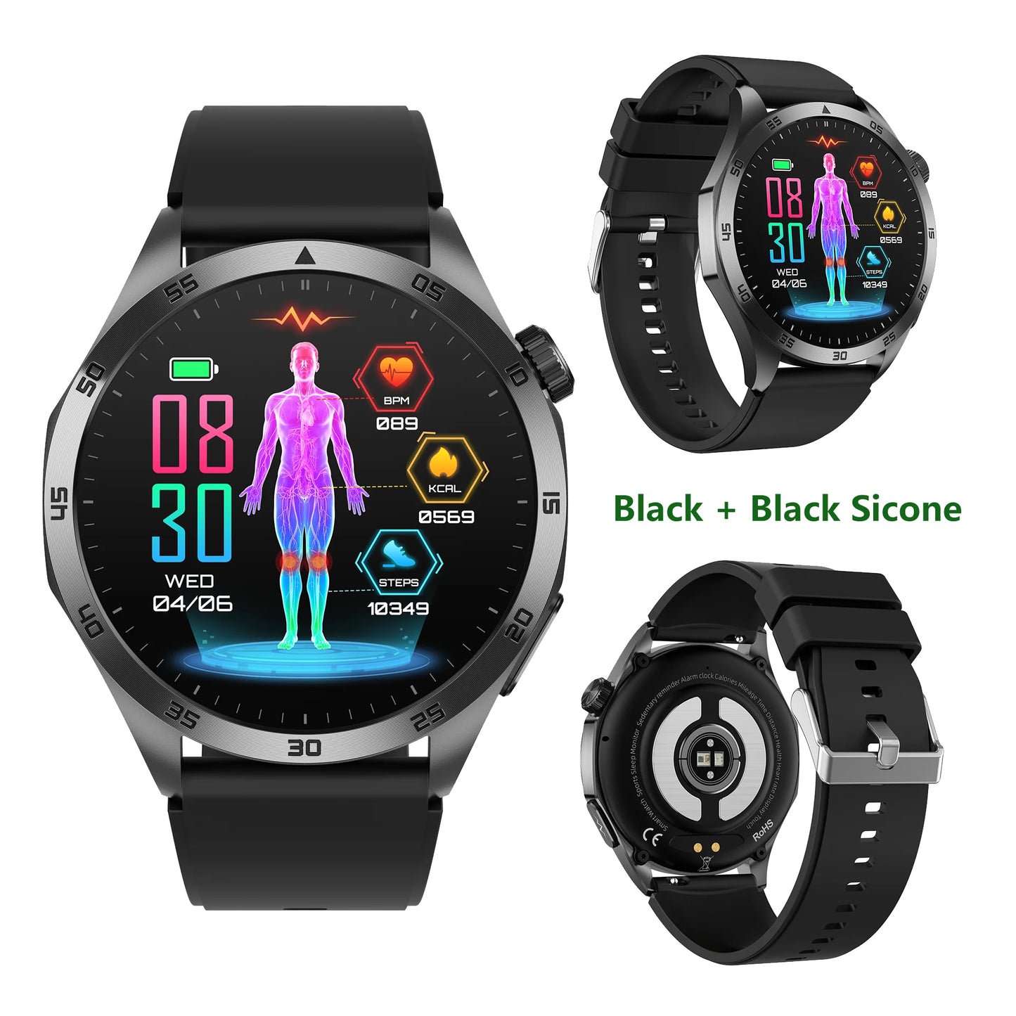 Ecg Smart Watch With Blood Pressure Oxygen And Bluetooth Calling