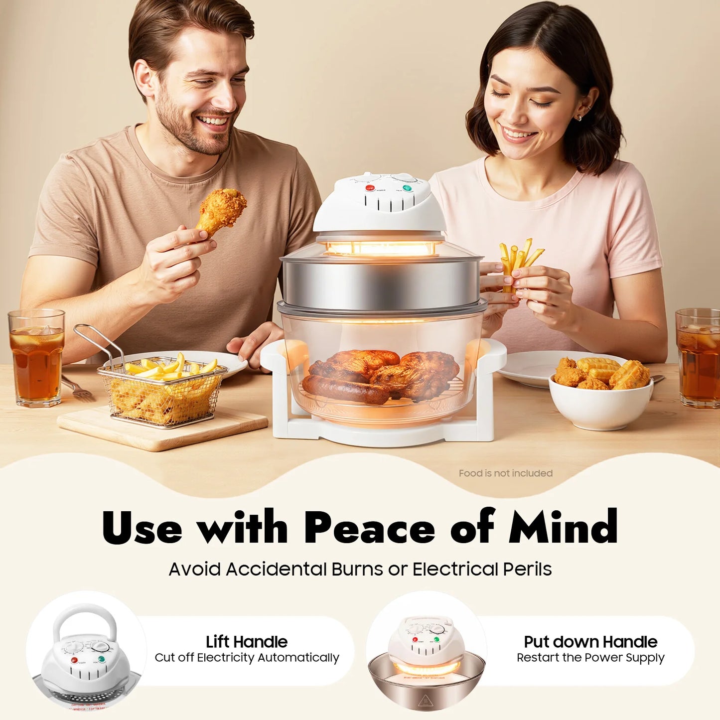 Visual Air Fryer 110V 1200-1400W Grill Rack Oil Free