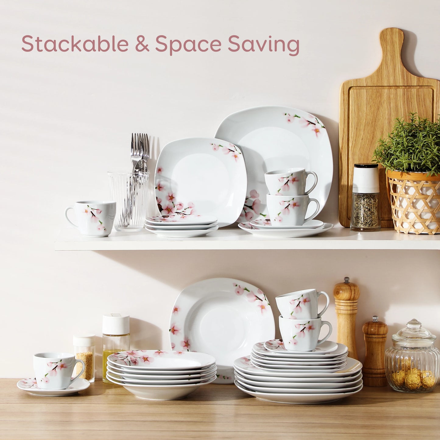 Malacasa Annie Porcelain Dinnerware Set Floral Service for 6