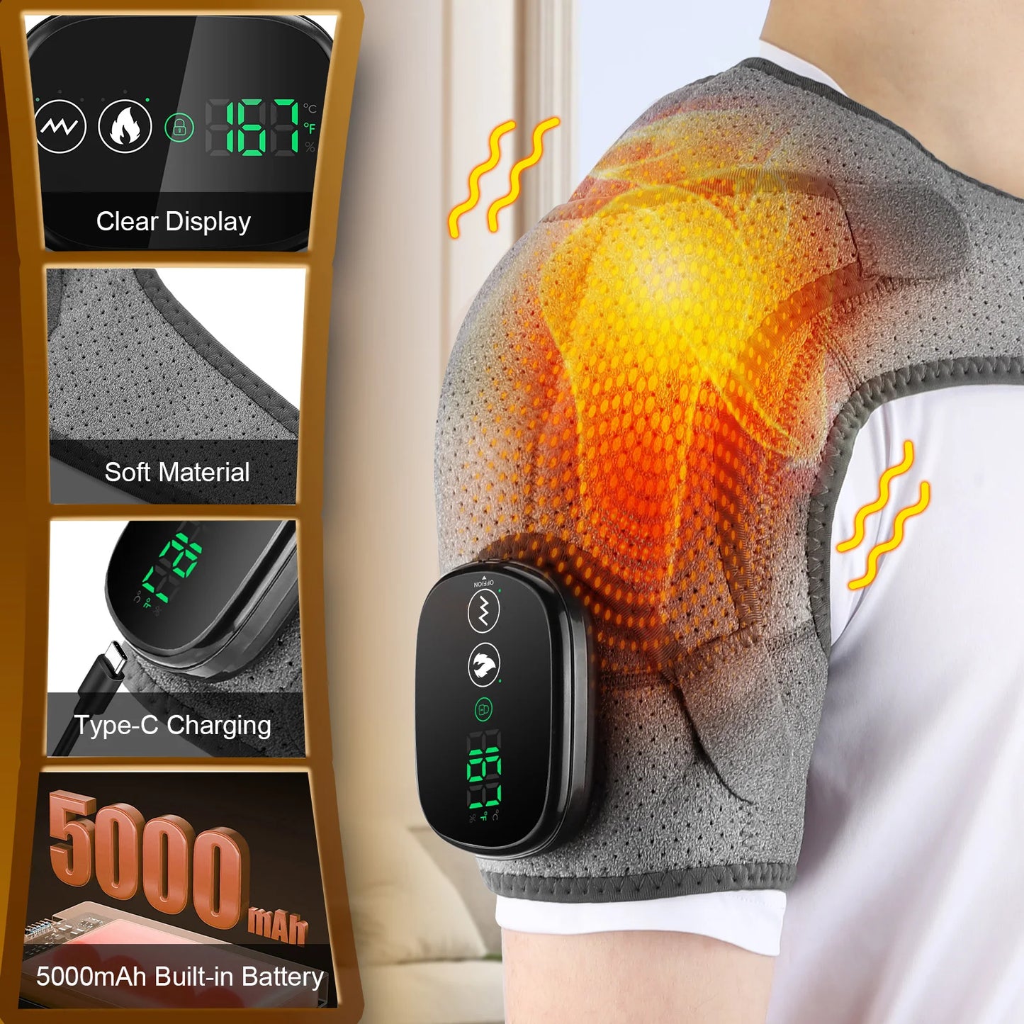Pastsky Electric Shoulder Heating Pad Vibration Massager