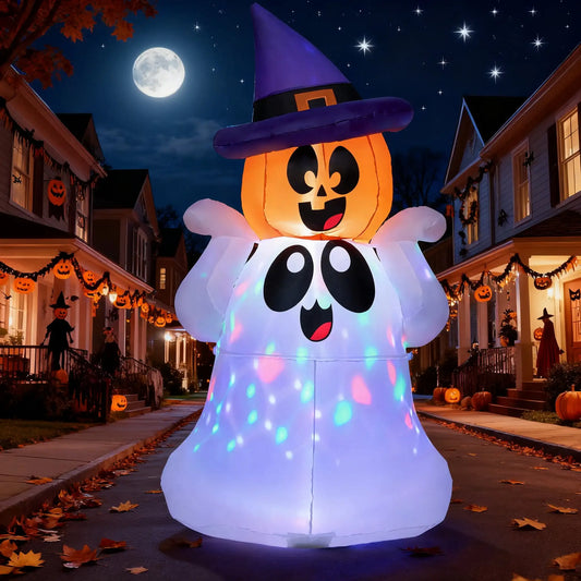 Joyfy Pumpkin Head Ghost Halloween Inflatable Led Light Yard Decor