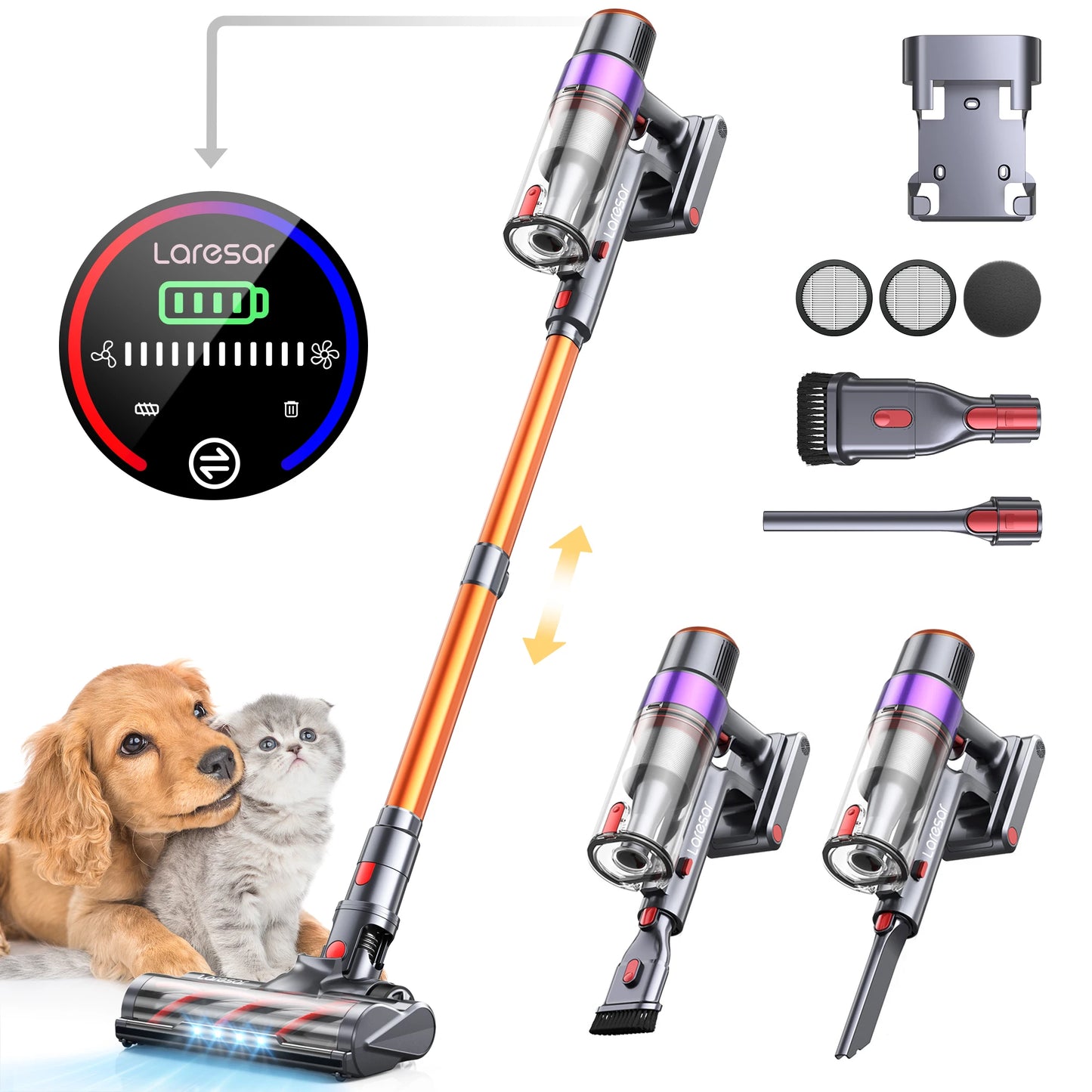 LARESAR Elite 8 Cordless Vacuum Cleaner 450W 55 Minute Battery